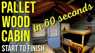 Hunting Cabin Built With Free Pallet Wood Pt10  Mini Cabin Pallet Building Pallet Shed shorts [upl. by Yziar]