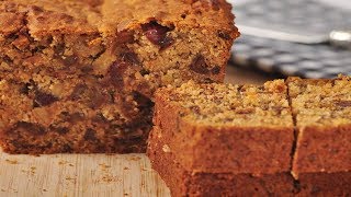 Date Walnut Bread Recipe Demonstration  Joyofbakingcom [upl. by Dlawso]