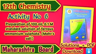 Class 12th Chemistry Activity No 6 Solutions  Maharashtra Board [upl. by Adnorat]