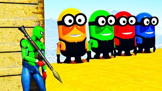 GTA 5 Epic Ragdolls RED SPIDERMAN VS RED MINION VS GREEN MINION Euphoria Physics amp Funny Fails [upl. by Wivinah75]