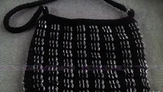 PARTE 2 DE 3 BOLSA TEJIDA A CROCHET CON ABANICOS Y ANILLAS DE LATA  Labores Angélika [upl. by Analiese]