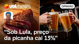 Inflação Com churrasco sob Lula preço da picanha cai 13 e o da cerveja sobe 5 no ano  Sakamoto [upl. by Kendricks708]