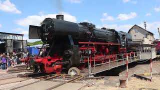 Dampflok 52 4867 auf der Drehscheibe in der Bahnwelt DarmstadtKranichstein [upl. by Eicam364]