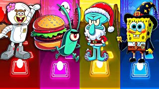 Spongebob 🆚 Sandy 🆚 Plankton 🆚 Squidward  Tiles Hop EDM Rush [upl. by Eineeuq]