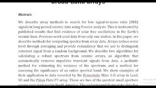 Methods for the robust computation of the long period seismic spectrum of broad band arrays [upl. by Sirrom740]