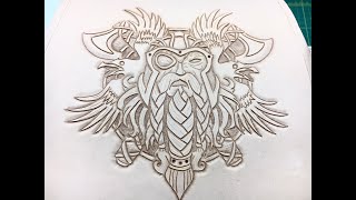 Leather carving tooling and dyeing the Odin ODoom handbag  FREE Artwork Download [upl. by Nalak]