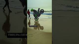 Stunts on ktm dukektm duke stoppie stunt on sea side😱stoppieshortsshortsfeedstuntsbikerstunt [upl. by Rehtaeh84]