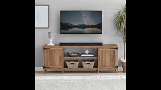 Mainstays Farmhouse TV Stand for TVs up to 70quot Rustic Weathered Oak Guided Assembly [upl. by Alhahs]