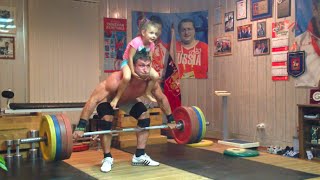 Dmitry Klokov  Home training with daughter [upl. by Nick]