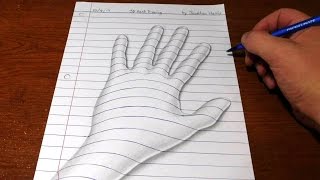 How to Draw a 3D Hand  Trick Art Optical Illusion [upl. by Nabala597]