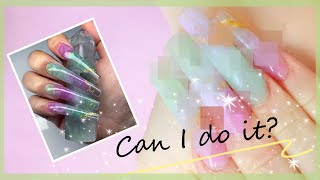 I Tried to Recreate These Crystal Nails [upl. by Llennehc]