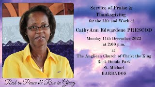 Service of Thanksgiving for life Cathyann Edwardene PRESCOD [upl. by Einafit]