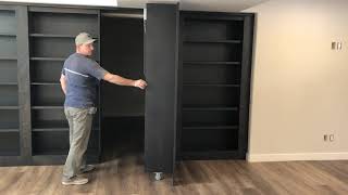 Custom Hidden DoorBookcase Secret Room  Mustang Woodworking [upl. by Conrad26]