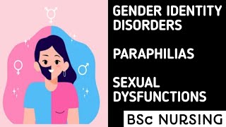 Gender Identity Disorders Paraphilias amp Sexual Dysfunctions  3rd Year BSc Nursing  Mental Health [upl. by Ahmar]