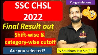 SSC CHSL 2022 final Result Out 🔥🤩  Categorywise and postwise cutoff in detail Congratulations [upl. by Simonette]