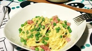 Pasta con chícharos espárragos y pancetta  Asparagus pasta with peas and bacon [upl. by Shermie]