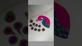 💗💚Peacock kolam art beautiful peacock rangoli very attrative and creative rangoli shorts [upl. by Vladimir825]