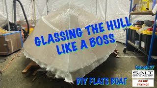 27 DIY Boat Building Next Step FIBERGLASS SIDES [upl. by Eilhsa417]