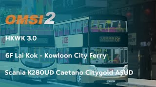 OMSI 2  HKWK 30 Route 6F  Scania K280UD Caetano Citygold ASUD [upl. by Einra]