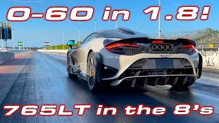 FIRST 765LT in the 8s  McLaren 765LT 14 Mile Drag Race Testing [upl. by Weyermann]