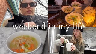 PRODUCTIVE WEEKEND VLOG  breakfast coffee at home gel manicure dinner chicken noodle soup [upl. by Llenrup]