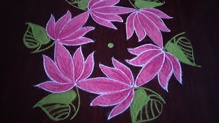 simple lotus rangoli5×3 dots only [upl. by Astrea743]