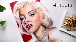 ASMR Drawing Marilyn Monroe with Pastels no talking [upl. by Aldo965]