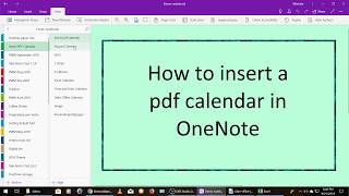 Create and Insert a PDF Calendar into OneNote [upl. by Nwahsak718]