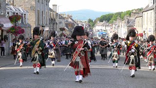 Scotland the Brave by the Massed Bands on the march after the 2019 Dufftown Highland Games in Moray [upl. by Rosner]