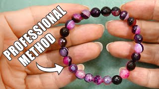 How To Make A Beaded Elastic Bracelet  No Glue Professional Method  Easy DIY jewelry tutorial [upl. by Kera]