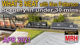 Scenery in under 30 min  April 2021 WHATS NEAT Model Railroad Hobbyist [upl. by Nnylannej471]