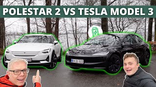 Polestar 2 VS Tesla Model 3 med BilerTV [upl. by Adnirb]