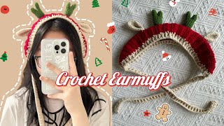 ☁️Crochet Reindeer Earmuffs🦌 🐑☁️All Size💕Móc miếng che tai tuần lộc đón giáng sinh siêu dễ [upl. by Anin754]