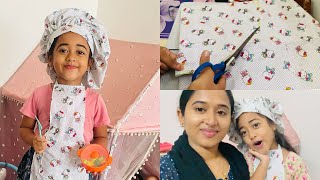 Apron and chef cap stitching for kids 👩🏻‍🍳 my first stitching video 🤍 malutty shahana stitching [upl. by Claiborn]