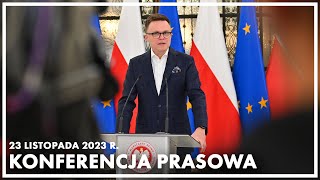 Konferencja prasowa marszałka Sejmu Szymona Hołowni [upl. by Pruchno]