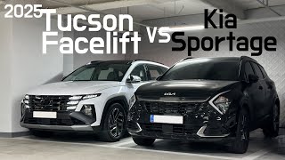 2025 Hyundai Tucson Facelift vs 2024 Kia Sportage Sidebyside comparison [upl. by Llabmik]