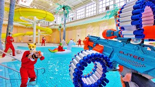 Nerf War  Water Park amp SPA Battle Nerf First Person Shooter [upl. by Woolson]