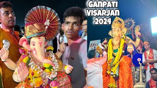 Ganpati Visarjan 2024 Night View Girgaon Chaupaty Bappa Visarjan Live Ganpati Bappa Moraya [upl. by Jandel]