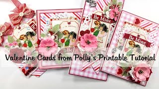 Valentines Day Cards Made With Pollys Paper Studio Printable Tutorial [upl. by Huskamp699]