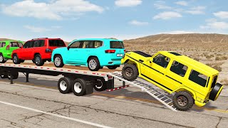 Flatbed Truck Mcqueen  Transportation with Truck  Pothole vs Car 158  BeamNGDrive [upl. by Sausa]