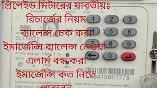 প্রিপেইড মিটার রিচার্জ পদ্ধতি  How to check balance of prepaid meter How to get emergency blance [upl. by Doherty]