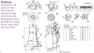 ASSEMBLY DRAWING OF SCREW JACK [upl. by Une]