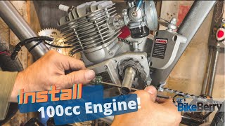 Install 100cc 2 Stroke Engine Kit  Motorized bike  Bike Berry [upl. by Parfitt]