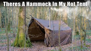 Hammock Hot Tent Overnighter in the woods [upl. by Ahtaela]