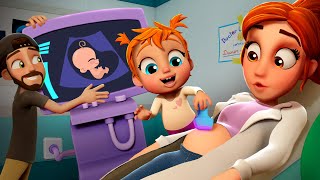 ADLEY helps ultrasound BABY BROTHER visiting Mom at her hospital job Best Day Ever family cartoon [upl. by Marget674]