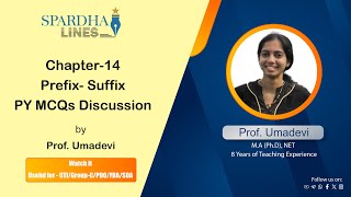 Previous Year MCQs I Chapter14  PrefixSuffix I English Grammar I Prof Umadevi I spardhalines [upl. by Woodsum]