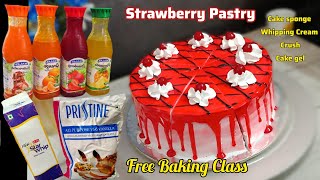 Bakery Strawberry Cake Pastry Banane ka Pura Process SikhoCake PastryFood And Recipe [upl. by Anale709]