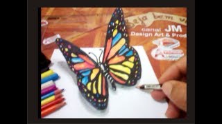 Como Desenhar Borboleta 3D  passo a passo [upl. by Willard]