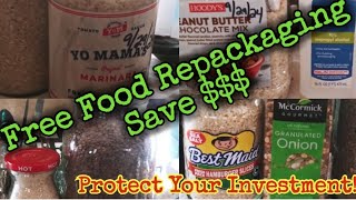 Free Food Repackaging IdeasProtect Your Investmentprepperpantry preppingonabudget [upl. by Nnylharas]