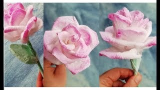 DIY Eine Rose aus Papier Toilettenpapier Klopapier  Blumen Basteln  Basteln im Frühling [upl. by Einneg]